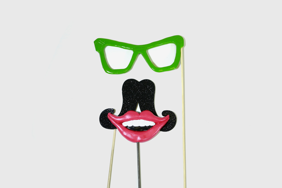 photo booth glasses, mustache and teeth